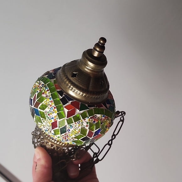 Handmade Glass & Brass Hanging Candle Holder & Glasswork Artwork - Picture 8 of 8